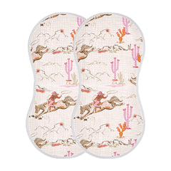 Mazeann cowgirl burp cloth front view—soft, absorbent surface for daily baby care