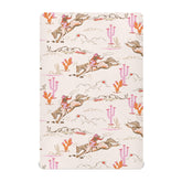 Mazeann cowgirl Western crib sheet fabric closeup showing soft breathable microfiber.