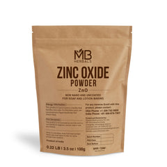 MB Herbals zinc oxide powder jar—pharmaceutical-grade raw material for DIY cosmetics.