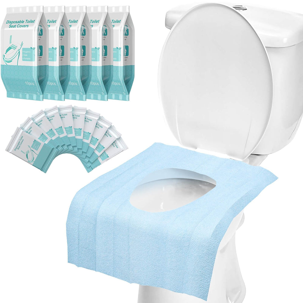 Mckanti 50-pack toilet seat covers packed for travel provides hygienic on-the-go protection.