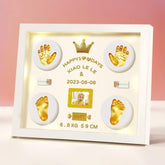 MCstars baby handprint frame with gold lettering for nursery keepsake