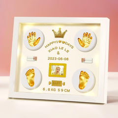 MCstars baby handprint frame with gold lettering for nursery keepsake
