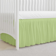 MD Home Decore crib skirt split corners ease placement around posts.