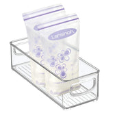 mDesign Ligne clear nursery bin with handles ideal for organized baby feeding accessories.