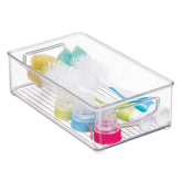 mdesign ligne collection clear bin with handles front view, quick-access baby essentials