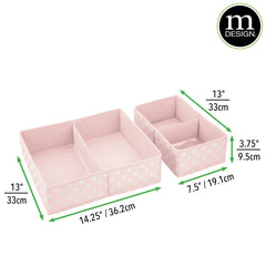 mDesign pink polka dot bin in a dresser drawer showing compact storage.