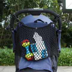 Mdgbgm Stroller Organizer shows cargo space for diapers and toys for quick access.