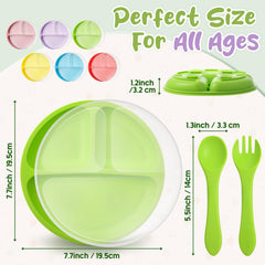 Meanplan suction plates with lids in vibrant colors for easy storage