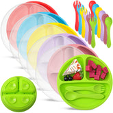 Meanplan 6-pack suction plates for toddlers with bright colors gripping surfaces securely