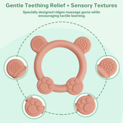 Meartchy bear teether textured surface close-up for safe chewing.