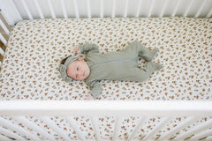 Mebie Baby Autumn Bloom muslin sheet features durable, easy-care fabric.