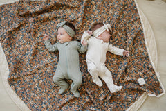 Mebie Baby 47x47 blanket on crib, large coverage for baby or toddler.