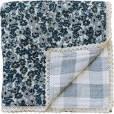 Mebie Baby Quilt Liberty Floral closeup showing soft breathable muslin for cozy newborn moments