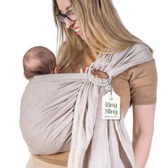Mebien Ring Sling Sand setup shows quick, secure wear for busy mornings.