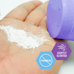 MED PRIDE corn-starch powder closeup shows light breathable texture