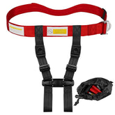 MED Supplies Is Us child airplane safety harness setup shows quick installation for travel.