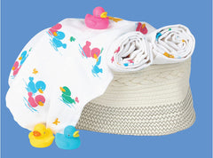 Medline baby blanket duck print laid flat highlighting generous 36 by 40 inch size