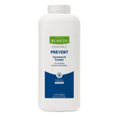 Medline Remedy Essentials Cornstarch Powder bottle for quick moisture absorption.