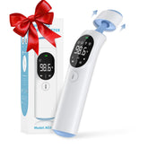 Medreign infrared thermometer shows quick forehead/ear reading on a clear LED display.