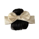 MEELYHOME bowknot wig baby off-white close-up shows soft synthetic texture for gentle wear