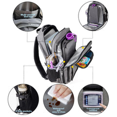 Meesyn Feeding Tube Backpack tube-management with multi-zipper system