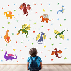 MEFOSS colorful flying dragon wall stickers brighten kids' rooms and spark imagination.