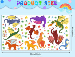 MEFOSS bright dragon decals for kids' playroom and nursery decor.