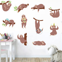 MEFOSS sloth wall decal brown illustration enhances walls easily.