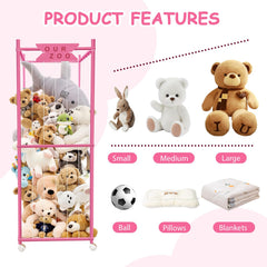 Megapuxin stuffed animal storage 64x22-5x22-5 dimensions for oversized plushes