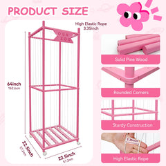 Megapuxin storage zoo side view showing sturdy wooden frame safety corners
