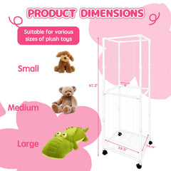 Megapuxin stuffed animal storage zoo wheels side view highlights roomy interior for plush toys
