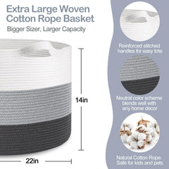 MEGASKET cotton rope toy bin keeps toys organized while cozy for kids.