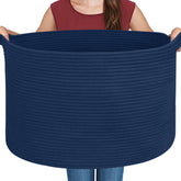 MEGASKET dark blue basket 22x14 for blankets and pillows in living room