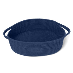 MEGASKET dark blue small woven basket 13x9x5 for stylish storage in any room.