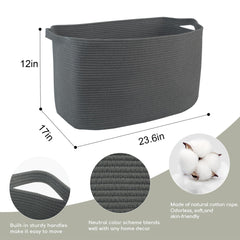 MEGASKET rope basket side view emphasizes sturdy handles for easy transport