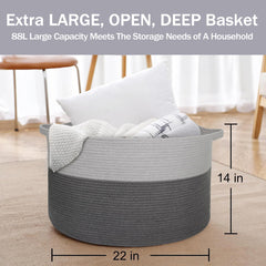MEGASKET XXXL rope basket blanket-storage keeps pillows and throws neatly grouped.