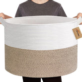 MEGASKET rope basket with blankets keeps living room organized