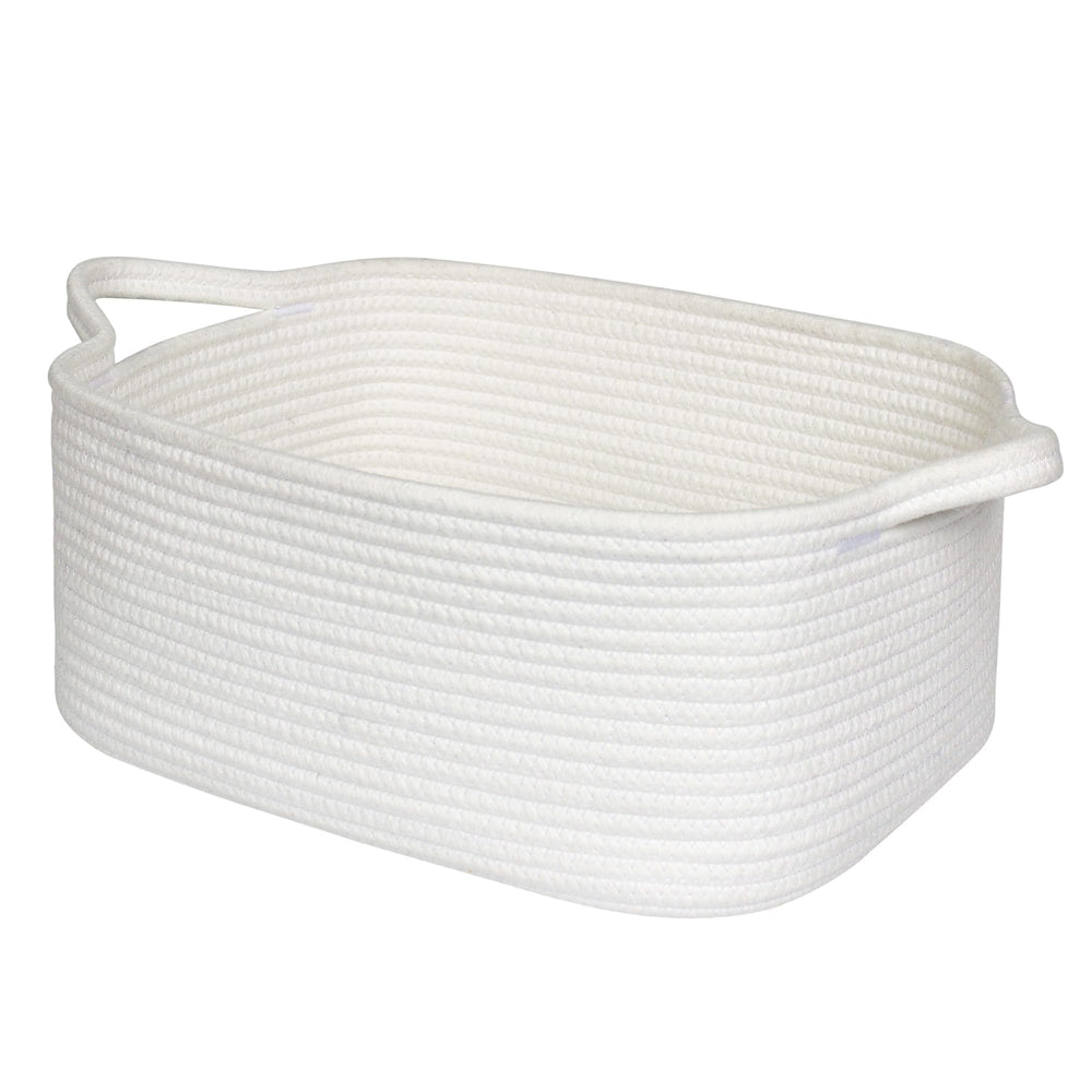 MEGASKET white cotton rope basket in nursery for stylish toy and diaper storage.