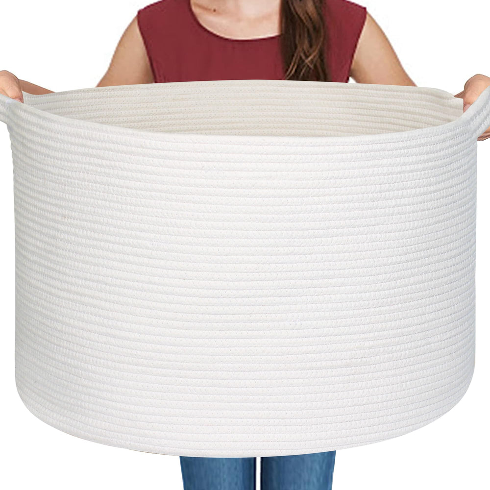 MEGASKET storage basket close-up showing soft cotton rope texture for toy organization