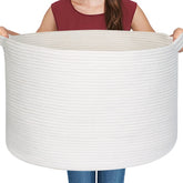 MEGASKET storage basket close-up showing soft cotton rope texture for toy organization