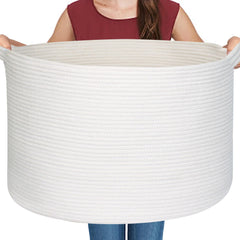 MEGASKET storage basket close-up showing soft cotton rope texture for toy organization