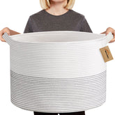 MEGASKET XXXL blanket basket 22x14 inches for easy sofa-side blanket storage.