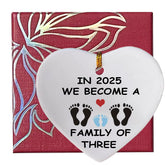 MeiFuJuW family of three ornament blue front view keepsake decor and gratitude gift