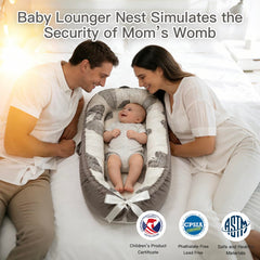 Meindoovm baby lounger portable with carry handles for on-the-go comfort.