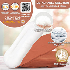 Meindoovm snuggle cozy me infant lounger in use during awake-time play.