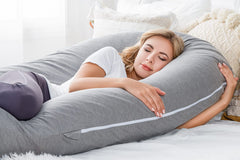 Meiz pregnancy-pillow-double-zippers enable adjustable height for personalized fit.