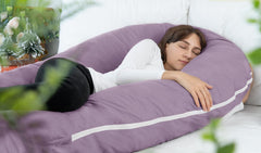 Meiz purple jersey cover closeup highlighting breathable fabric for cool sleep.
