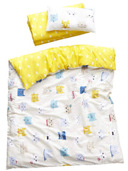 MEJU Cat Kitty duvet cover close-up highlights soft cotton and breathable texture for cozy sleep.