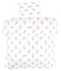 MEJU Dot Rainbow pillowcase close-up emphasizing breathable fabric for kids' restful sleep.