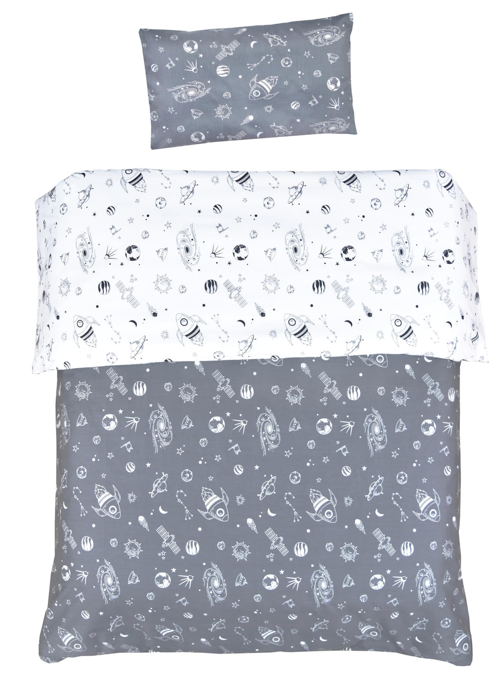 MEJU Rocket Planet duvet cover 43x59 with bright cartoon space design for cozy kids' sleep.